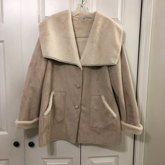 Signature Collection Faux Fur Suede Coat NWOT - Picture 1 of 9